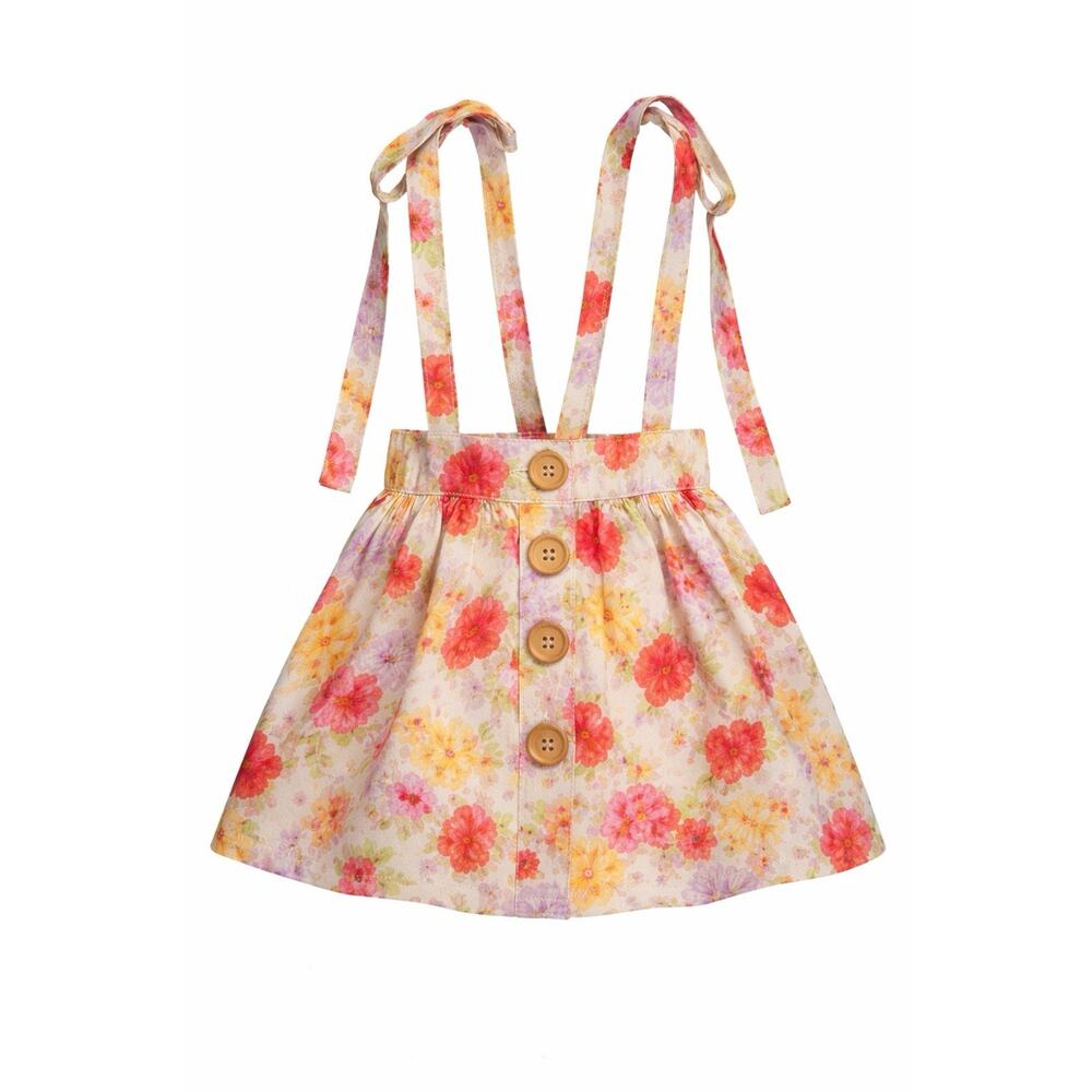 Lacey Lane Girls Size 3 Floral Pinafore Suspender Skirt Elastic Waist
